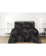 PARIS BLACK COLOR SHAGGY BLANKET WITH SHERPA SOFTY THICK &amp; WARM 3 PCS KI... - $69.29