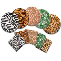 Posh Animal Print Party Pack - Wild Safari &amp; Jungle Theme Zebra, Tiger, Giraffe, - £21.57 GBP