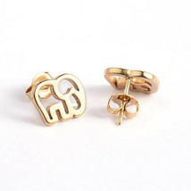 Gold Elephant Earrings Stud Post Jewelry Rise Stainless Steel Hypoallergenic - $8.50