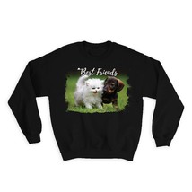 Dachshund with Cat : Gift Sweatshirt Dog Pet Funny Cute Puppy - £23.50 GBP