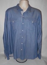 7 Diamonds Button Up Shirt Mens XL Denim Blue Color Long Sleeve Striped - £14.27 GBP