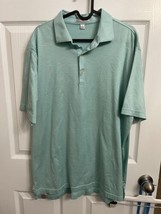 Peter Millar Teal Stripe Polo Shirt Men large Golf Performance 100% cotton - $17.30