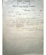  Vintage Chas. G. Fisher Marble &amp; Granite Monuments Hancock MI 1918 Letter - $5.99