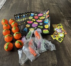 Halloween Bundle Stickers, Pumpkin Foam Balls, Stretchy Skeletons, 40 piece lot - £12.45 GBP