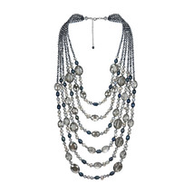 Midnight Paradise Pearl and Crystal Multi Strand Necklace - £44.58 GBP