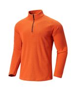 Men&#39;s Waffle Quarter Zip Pullover Shirt Mock Neck Sweatshirt Orange Size M - €15,69 EUR