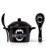 Alchemy Gothic MRB5 A Bite to Eat Bowl Lid Spoon China Oven Microwave Di... - $44.15 CAD