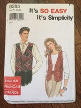 Uncut 9285 Simplicity Sewing Pattern Mens Womens Vest Vintage 1990s - $9.80
