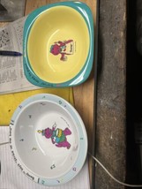 (2) Vintage Selandia Melamine Barney the Purple Dinosaur Bowls 1992 - £18.05 GBP