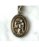 St Luke Pray For Us Medal 18 Kt Gold on Sterling 13&quot; Chain Bliss - $94.95