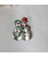 Vintage JJ Jonette Enamel Pewter Snowman Christmas Brooch Holiday - $350.70 MXN