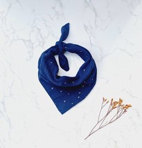 Navy Blue Poppy Dash Dog Bandana - Tie on Scarf style - UK made - $3.99