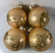 Vintage Lot RAUCH 4 Gold Nativity Scene Glass Ball Christmas Ornaments - $29.69