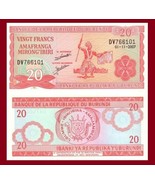 10 notes - Burundi P27d, 20 Francs, tribal dancer with spear / arms, UNC... - $9.99