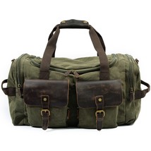 Newsbirds Canvas Army Green Grey Travel Bag For Men Male Duffle Bag Weekender Ou - £155.01 GBP