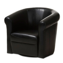 One Black Brown Faux Leather Modern Designer Accent Club Chair 360 Degree Swivel - £362.28 GBP
