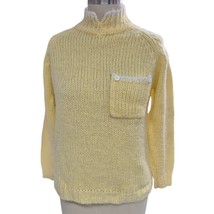 80s 90s vintage Crayons Acrylic Sweater Soft Yellow One Pocket  Ribbed T... - $43.56