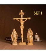 SET 1- Catholic Home Altar for family, Religious Catholic Statue, Wooden - £172.42 GBP