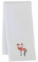 Flamingo Hand Towels Embroidered Set of 2 Summer Beach Coastal Home 16x28&#39; - £32.05 GBP