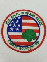 Vintage &#39;91 Girl Scouts Red White Blue And Green CSRGSC Round Up 1991 Pa... - £15.68 GBP