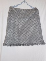 apostrophe Black White Grey Sz 10P wool blend lined Skirt back zip fring... - $342.05 MXN