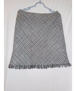 apostrophe Black White Grey Sz 10P wool blend lined Skirt back zip fring... - $18.39