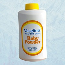 Vtg 80s Family Size Vaseline Intensive Care Baby Powder Full Bottle 24 oz Talc - £46.89 GBP