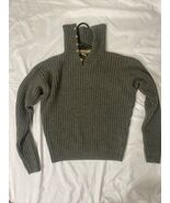 Calvin Klein 100% Wool Button Neck Sweater Women Small Long Sleeve Gray - €24,05 EUR