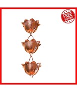 Rust-Resistant Copper Lotus Rain Chain Extension – 3ft Stylish Gutter So... - $70.28