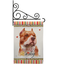 Fawn Pitbull Happiness Garden Flag Set Dog 13 X18.5 Double-Sided House Banner - £22.16 GBP