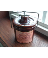 Vintage Harry and David cheese crock brown stoneware with wire ball lid  - €17,15 EUR