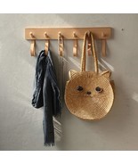 Entryway wood coat rack wall mount, Modern wooden leather wall hooks rac... - £90.86 GBP