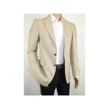Men Sport Coat by Berlusconi Turkey Soft European Plaid #AT77 04 Tan Brown Linen image 3