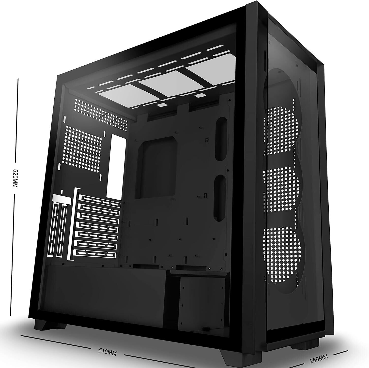 Amanson PC Case- Mid Tower Gaming E-ATX Computer Case Full View ( NO Screws)
