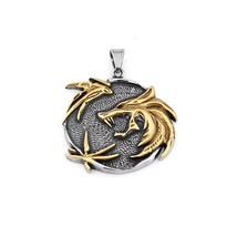 Punk Gold Witcher Wolf Pendant Necklace Stainless Steel Rock Jewelry Chain 24&quot; - £13.39 GBP