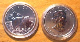 2011 Grizzly Bear - $5. COIN - 1 Oz. Silver -Wildlife Series - Maple Lea... - £43.12 GBP