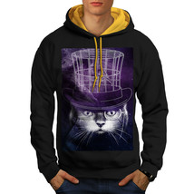 Wellcoda Hat Mind Bird Cage Mens Contrast Hoodie, Gentleman Casual Jumper - £31.13 GBP