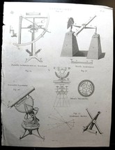 BARLOW Original c1797 Engraving Telescopes &amp; Transits Astronomy 11&quot; x 8&quot; - £18.91 GBP