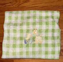 Carters Just One Year Baby Blanket Gingham Check Green Love You Duck Giraffe - $44.54