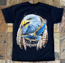 DOM-Bald Eagle T Shirt-Dream Catcher-Black-Graphic Tee-It's About The Art - $13.88
