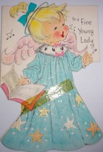 Vintage Hallmark To A Fine Young Lady Angel Child’s Christmas Card 1961 - $37.88 MXN