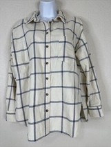 Universal Thread Womens Size M Ivory Plaid Oversized Button-Up Shirt Long Sleeve - £10.03 GBP