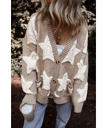 Star Button Up Long Sleeve Cardigan - £53.88 GBP