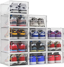 Seseno 12 Pack Shoe Storage Boxes, Clear Plastic Stackable Shoe Organizer Bins,  - £34.97 GBP
