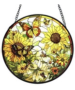 Sunflower Hanging Stained Glass for Windows Hand-Painted Sun Catcher 8” - $47.90 CAD