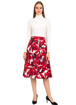 Queen Letizia Inspired Turtleneck Knit Top with Abstract High Waist Skir... - $129.99