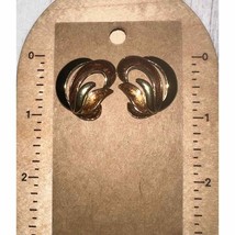 Trifari Vintage Goldtone Brown Multi Swirl Enamel Post Earrings 1 inch - £11.07 GBP