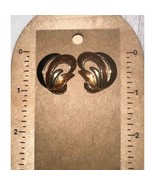 Trifari Vintage Goldtone Brown Multi Swirl Enamel Post Earrings 1 inch - £8.67 GBP