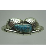 Southwestern Native American Turquoise Nugget Sterling Silver Cuff Bracelet - £155.84 GBP