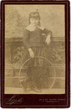 Circa 1890&#39;S Cabinet Card Young Victorian Girl With Hoop Toy Kopke Brooklyn Ny - £14.58 GBP